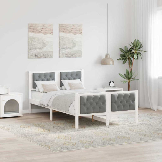 Bedframe Lichtgrijs 135 x 190 cm Massief grenenhout is nu te koop bij PeponiXL, paradijselijk wonen!