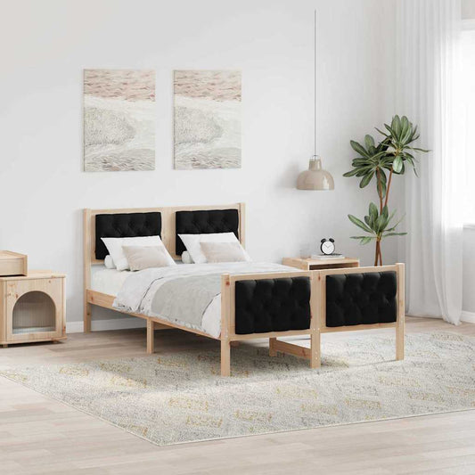 Bedframe met hoofdeinde Zwart 120 x 190 cm Massief grenenhout is nu te koop bij PeponiXL, paradijselijk wonen!
