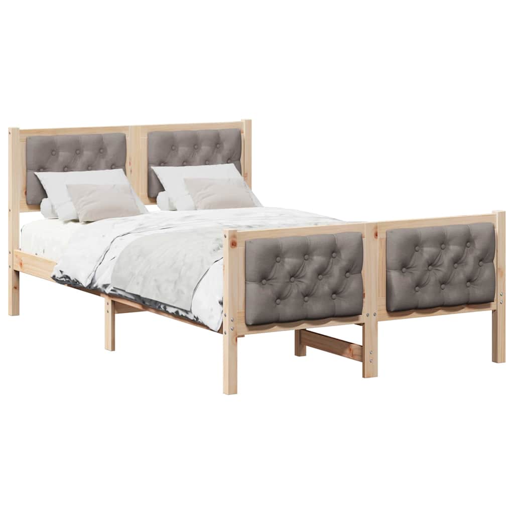 Bedframe met hoofdeinde Taupe 120 x 190 cm Massief grenenhout is nu te koop bij PeponiXL, paradijselijk wonen!