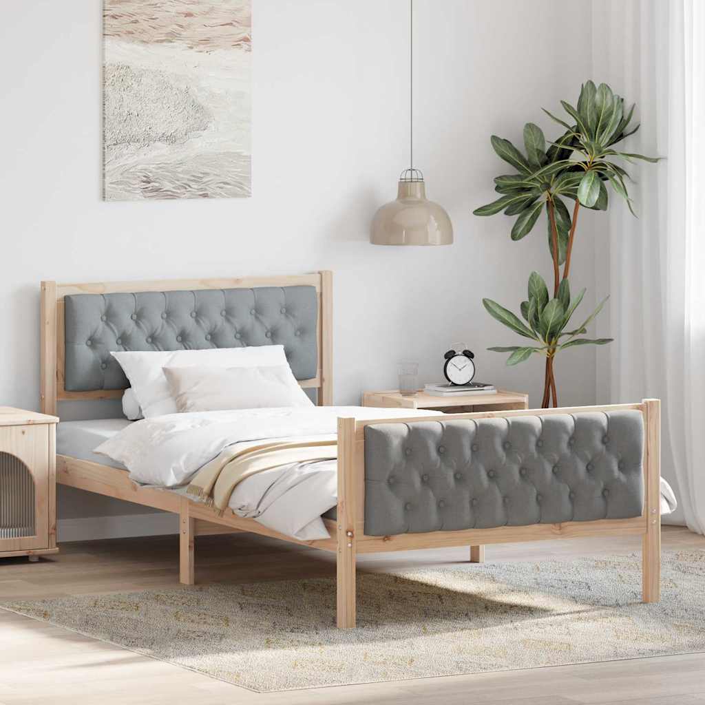 Bedframe Lichtgrijs 100 x 200 cm Massief grenenhout is nu te koop bij PeponiXL, paradijselijk wonen!