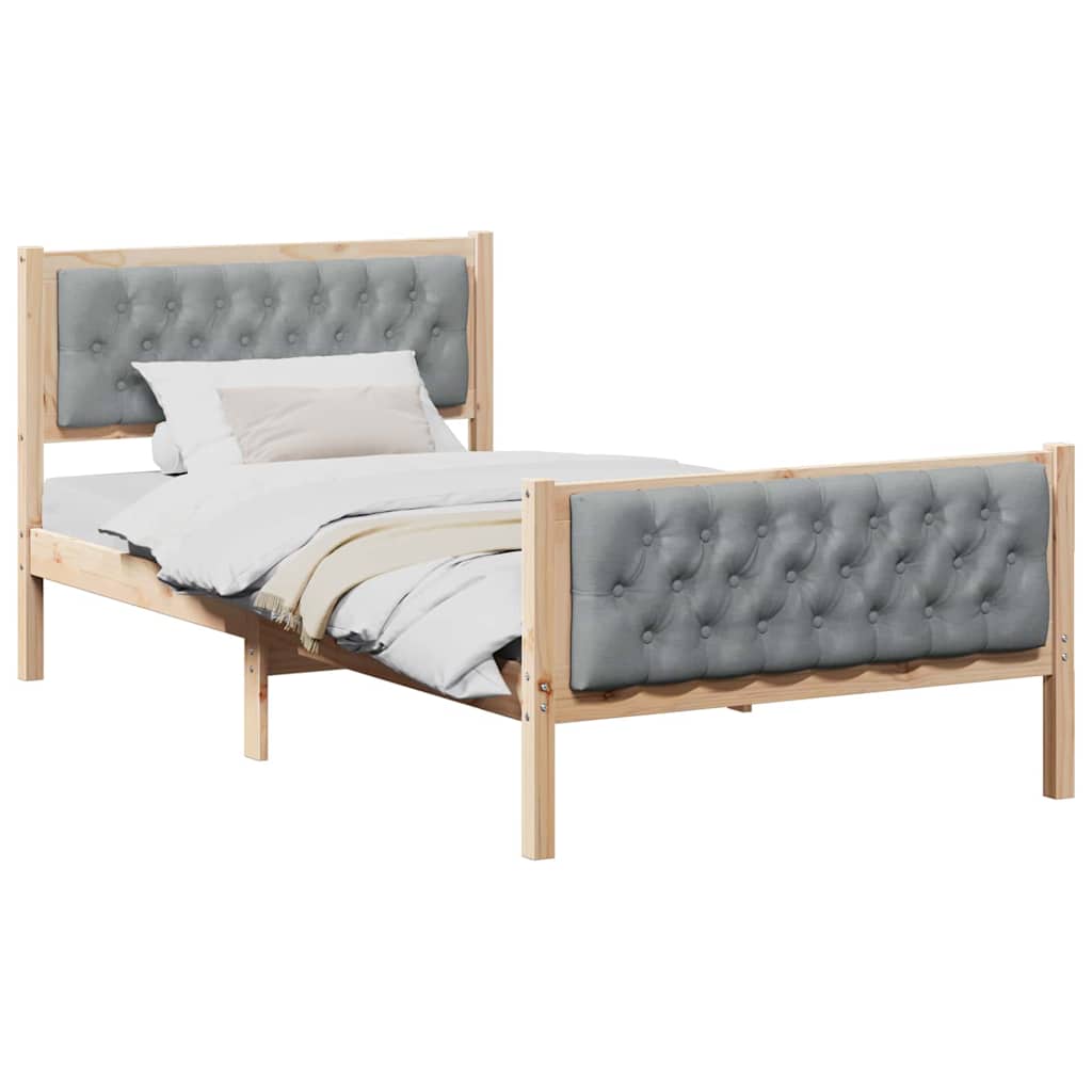 Bedframe Lichtgrijs 100 x 200 cm Massief grenenhout is nu te koop bij PeponiXL, paradijselijk wonen!