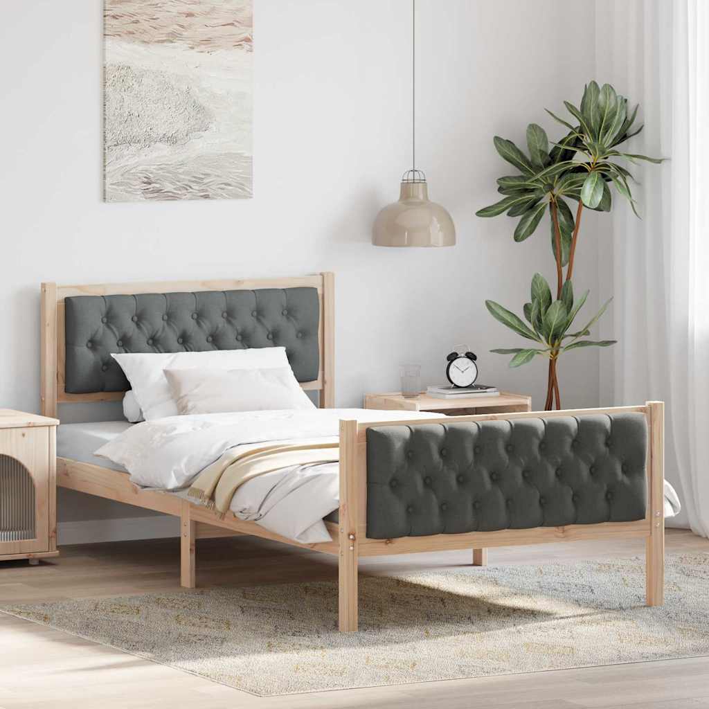 Bedframe Donkergrijs 100 x 200 cm Massief grenenhout is nu te koop bij PeponiXL, paradijselijk wonen!