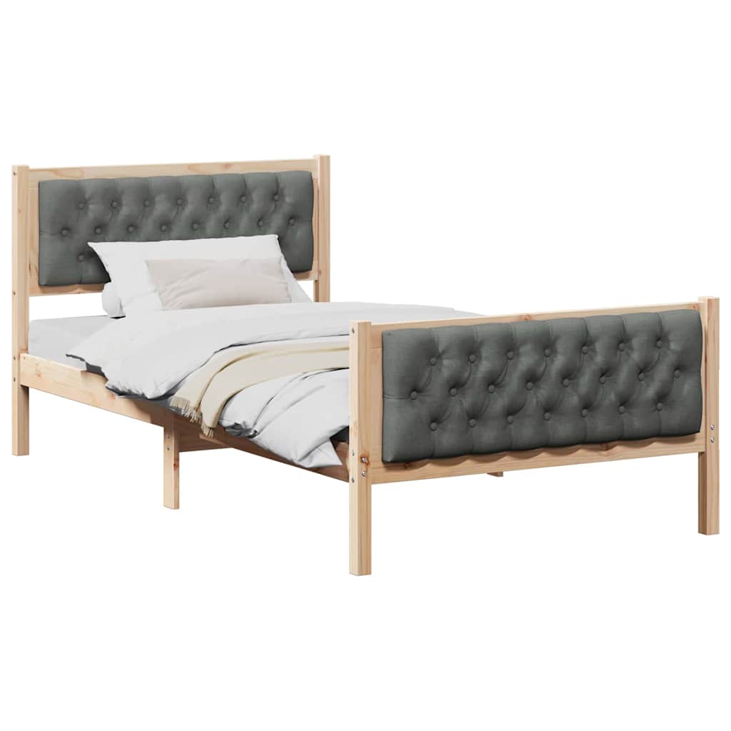 Bedframe Donkergrijs 100 x 200 cm Massief grenenhout is nu te koop bij PeponiXL, paradijselijk wonen!