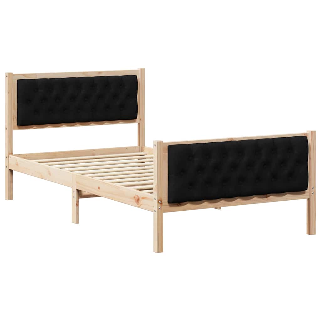 Bedframe met hoofdeinde Zwart 100 x 200 cm Massief grenenhout is nu te koop bij PeponiXL, paradijselijk wonen!