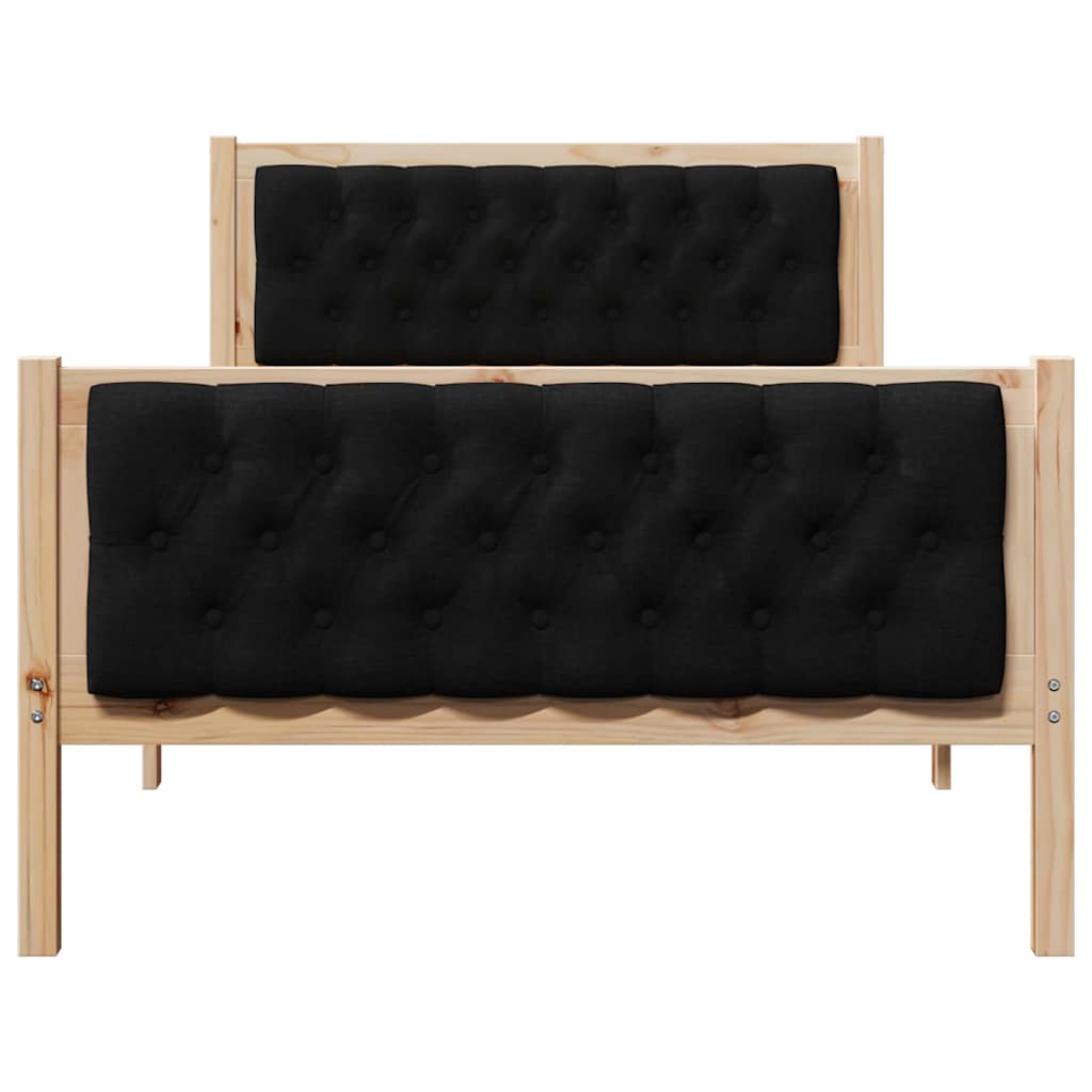 Bedframe met hoofdeinde Zwart 100 x 200 cm Massief grenenhout is nu te koop bij PeponiXL, paradijselijk wonen!