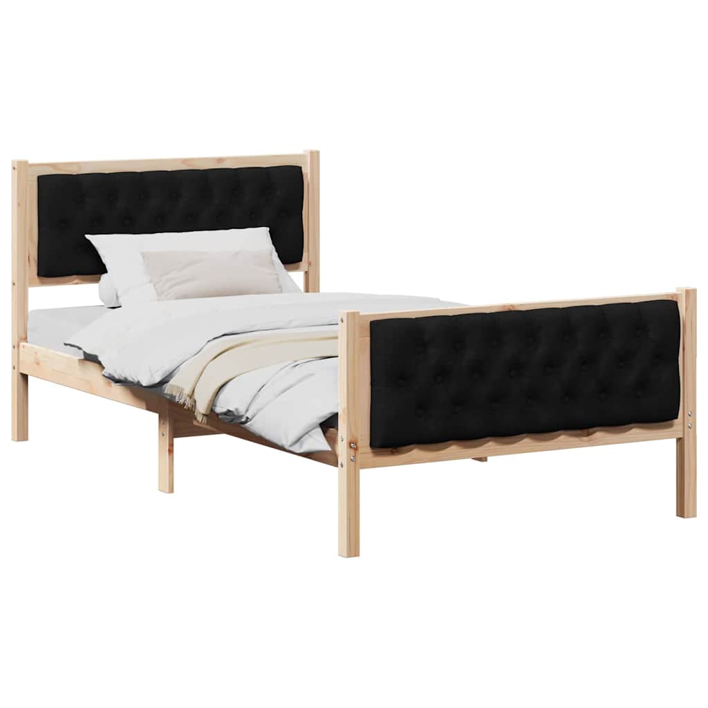 Bedframe met hoofdeinde Zwart 100 x 200 cm Massief grenenhout is nu te koop bij PeponiXL, paradijselijk wonen!