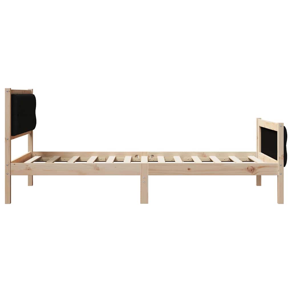 Bedframe met hoofdeinde Zwart 100 x 200 cm Massief grenenhout is nu te koop bij PeponiXL, paradijselijk wonen!