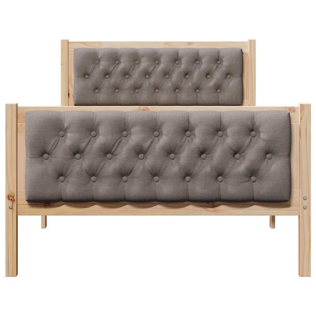 Bedframe met hoofdeinde Taupe 100 x 200 cm Massief grenenhout is nu te koop bij PeponiXL, paradijselijk wonen!