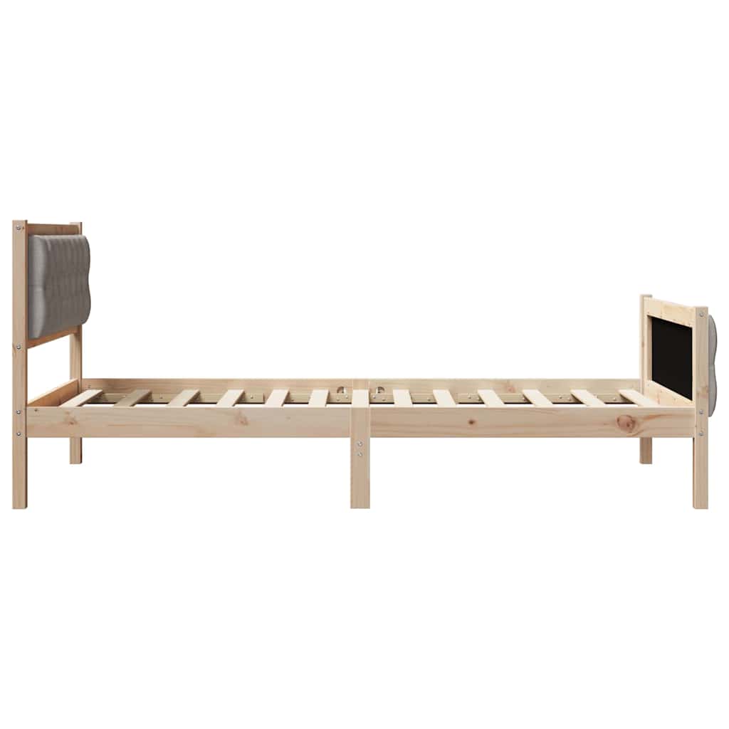 Bedframe met hoofdeinde Taupe 100 x 200 cm Massief grenenhout is nu te koop bij PeponiXL, paradijselijk wonen!