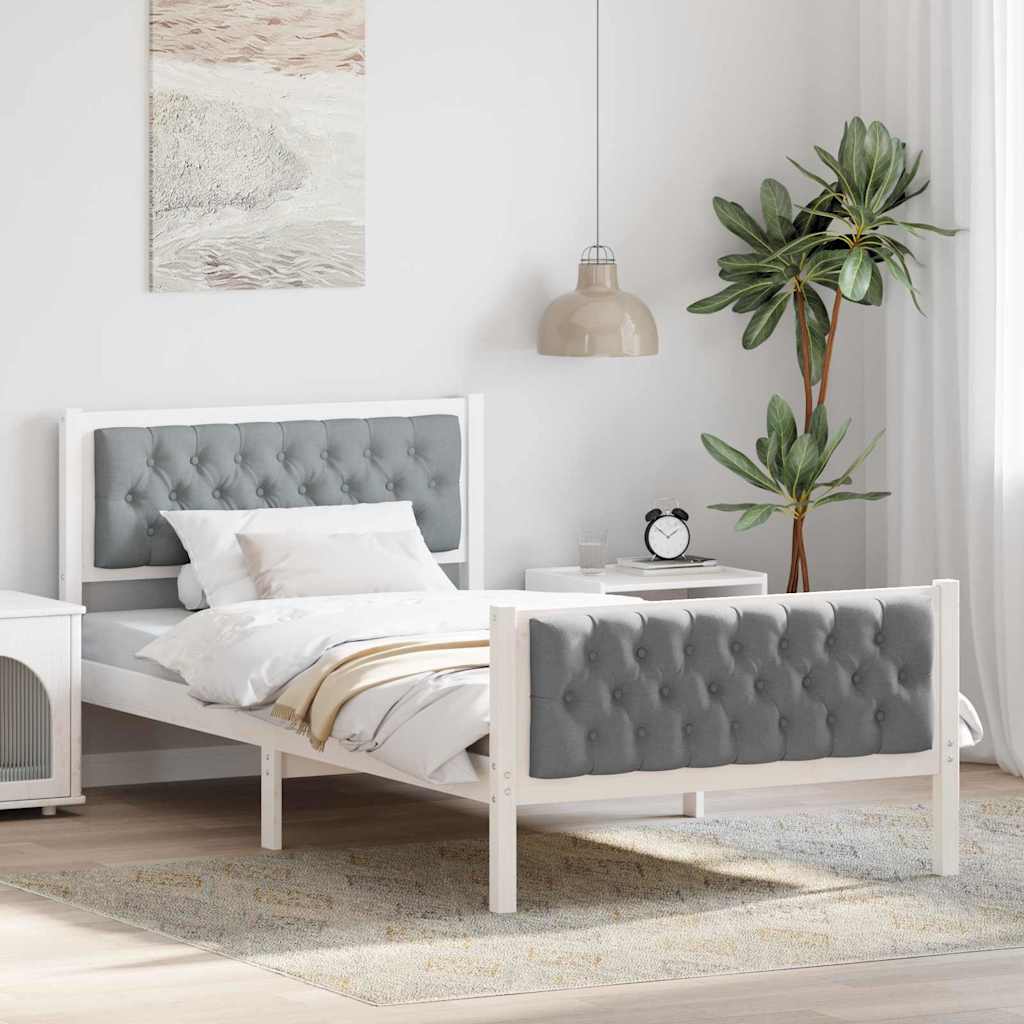 Bedframe Lichtgrijs 100 x 200 cm Massief grenenhout is nu te koop bij PeponiXL, paradijselijk wonen!