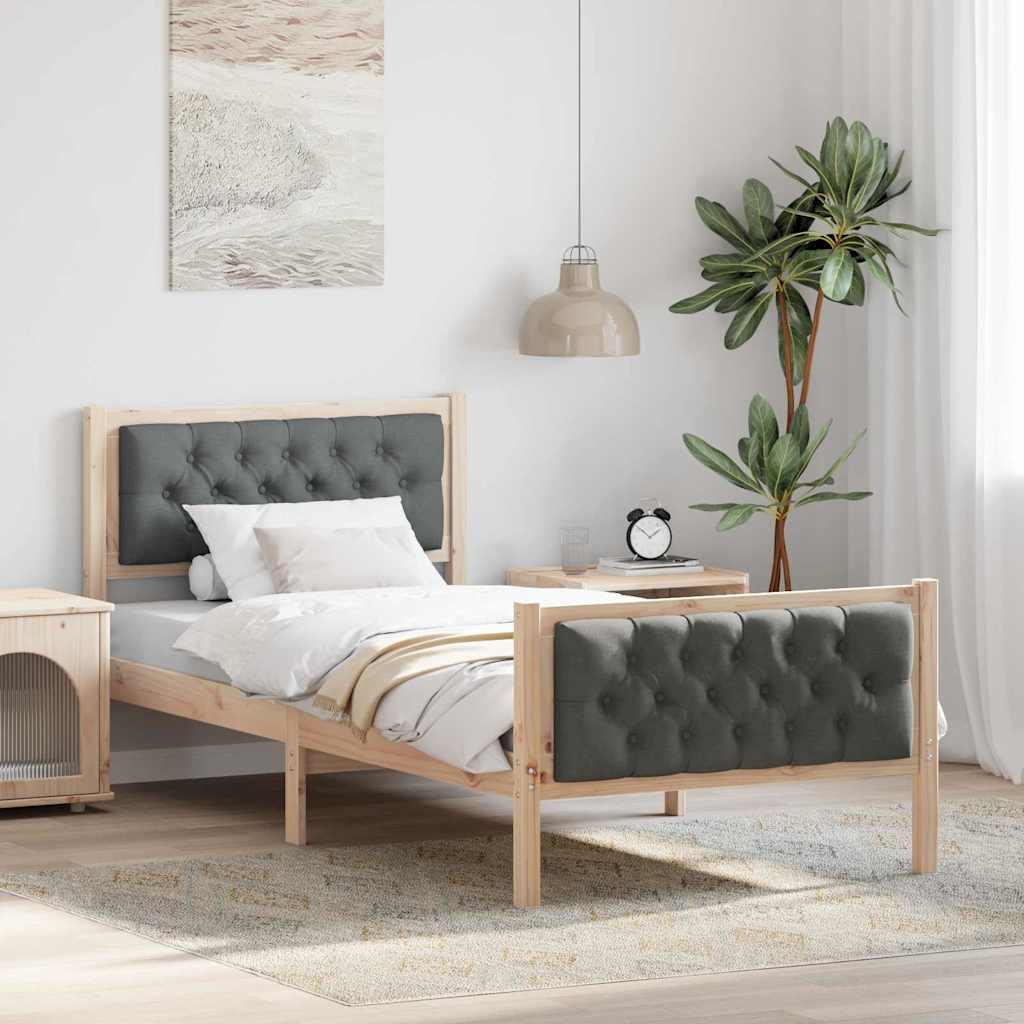 Bedframe Donkergrijs 90 x 200 cm Massief grenenhout is nu te koop bij PeponiXL, paradijselijk wonen!