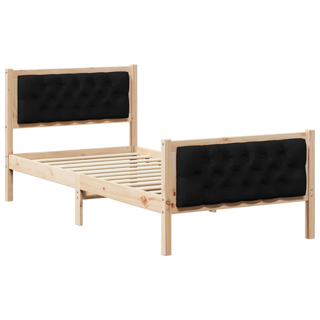 Bedframe met hoofdeinde Zwart 90 x 200 cm Massief grenenhout is nu te koop bij PeponiXL, paradijselijk wonen!