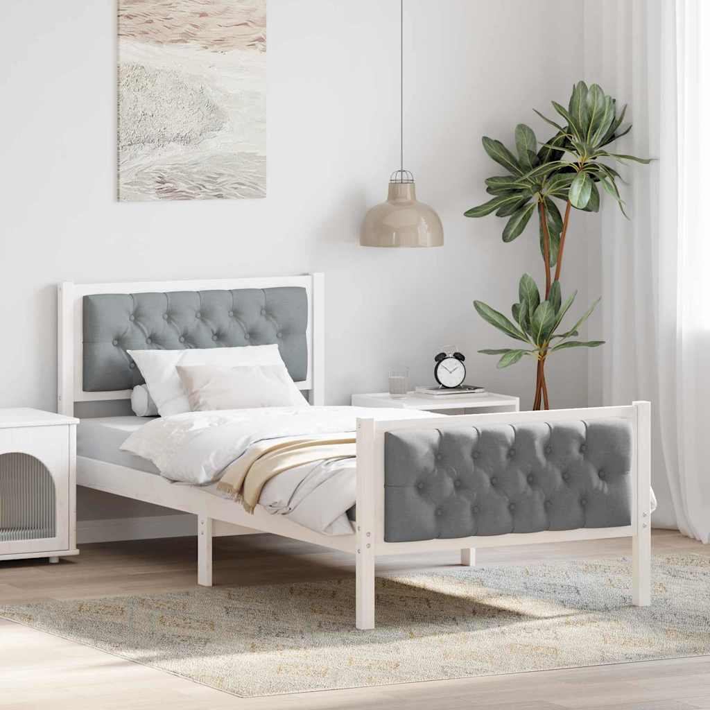 Bedframe Lichtgrijs 90 x 200 cm Massief grenenhout is nu te koop bij PeponiXL, paradijselijk wonen!