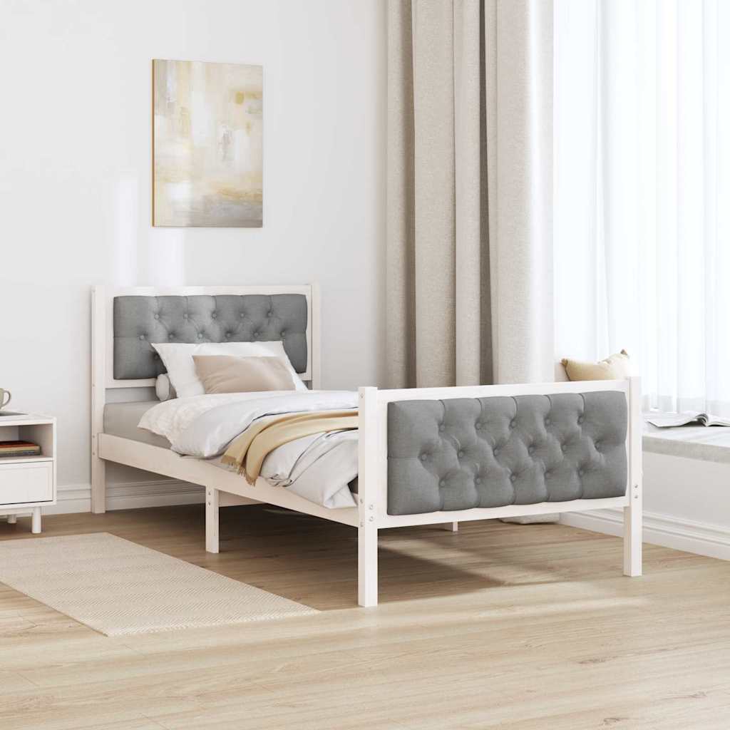 Bedframe Lichtgrijs 90 x 200 cm Massief grenenhout is nu te koop bij PeponiXL, paradijselijk wonen!
