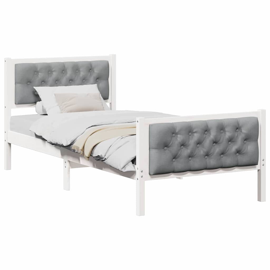 Bedframe Lichtgrijs 90 x 200 cm Massief grenenhout is nu te koop bij PeponiXL, paradijselijk wonen!