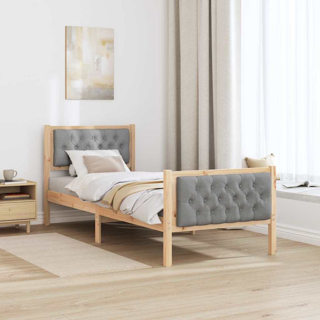 Bedframe met hoofdeinde Lichtgrijs 80 x 200 cm Stof is nu te koop bij PeponiXL, paradijselijk wonen!