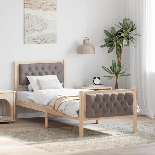 Bedframe met hoofdeinde Taupe 80 x 200 cm Massief grenenhout is nu te koop bij PeponiXL, paradijselijk wonen!
