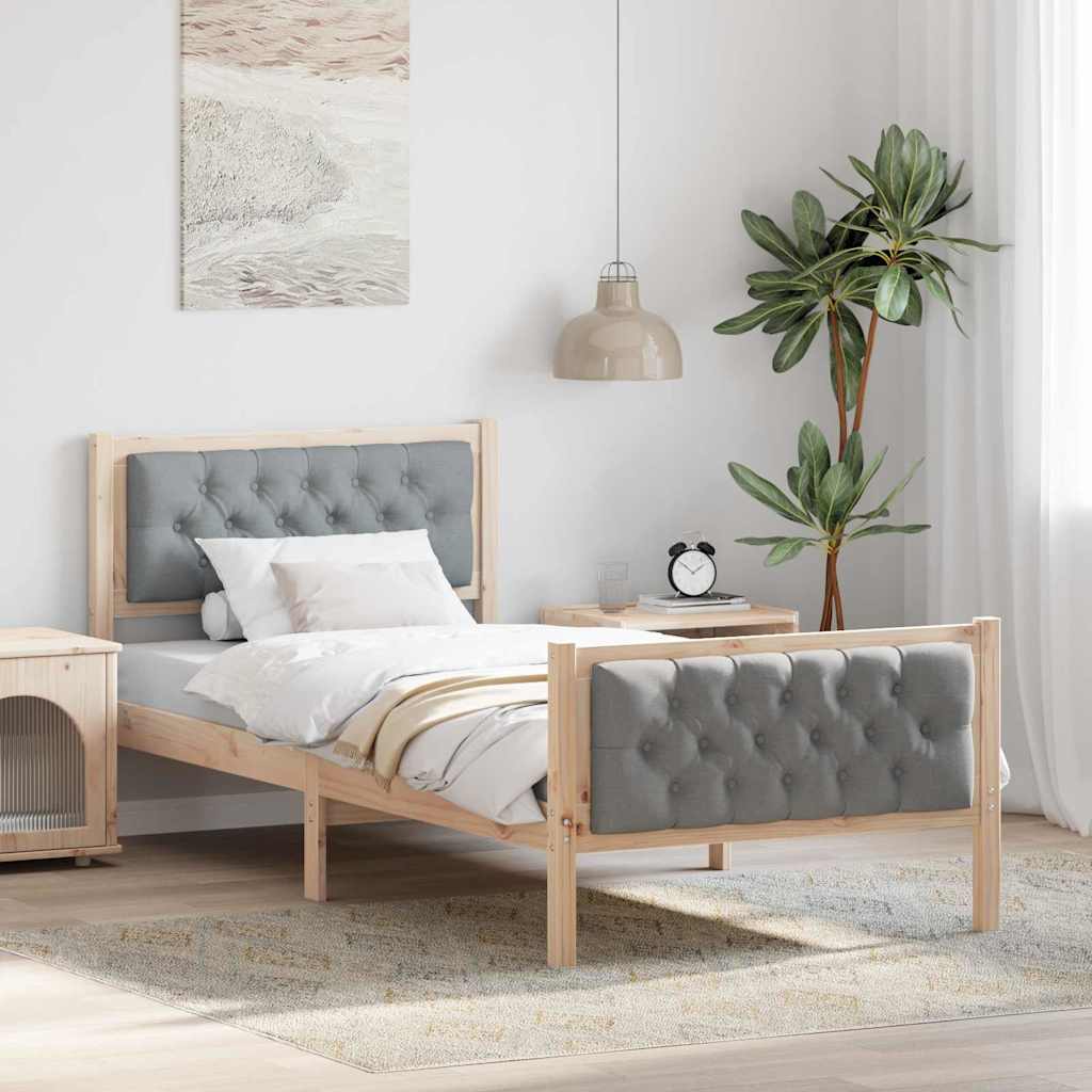 Bedframe Lichtgrijs 90 x 190 cm Massief grenenhout is nu te koop bij PeponiXL, paradijselijk wonen!