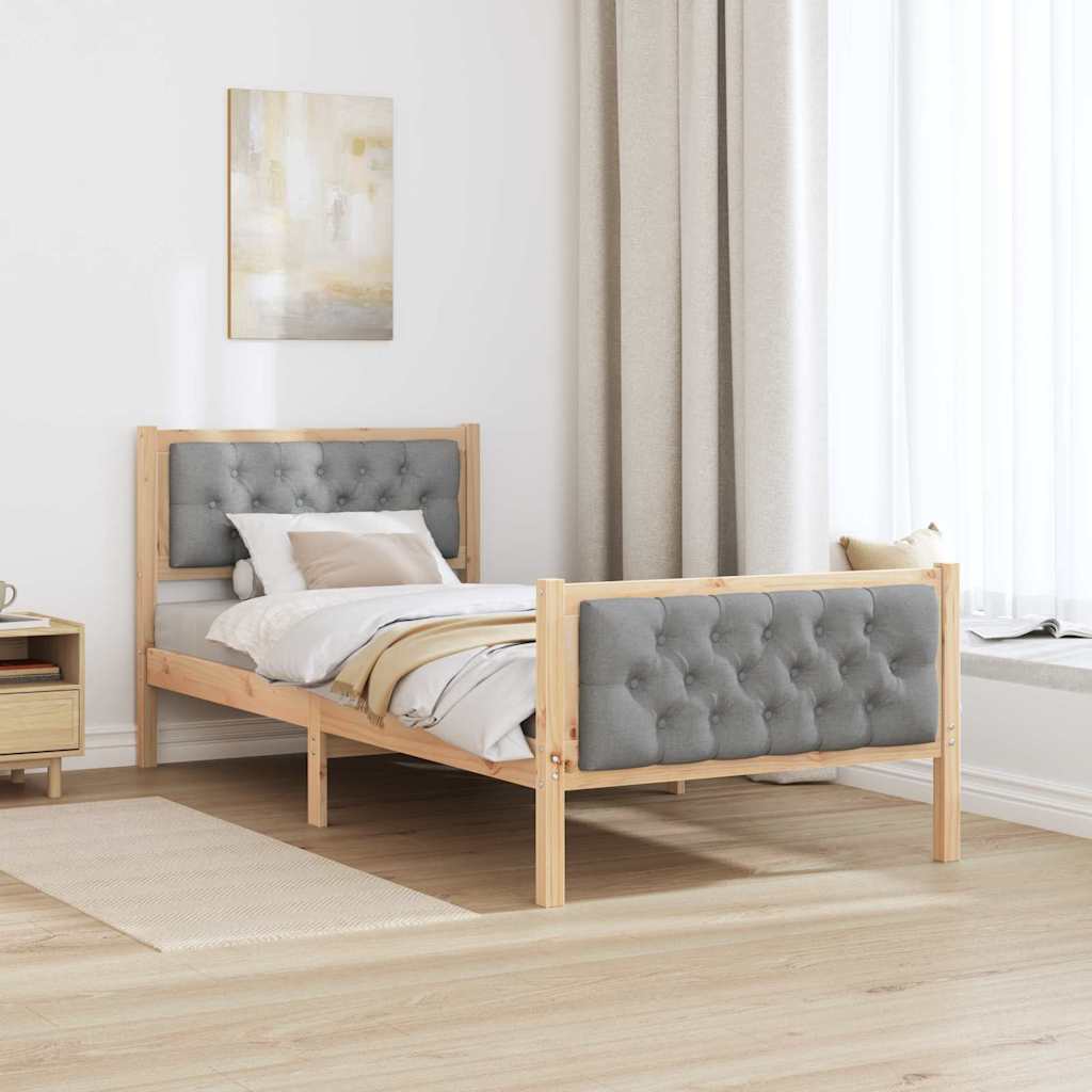 Bedframe Lichtgrijs 90 x 190 cm Massief grenenhout is nu te koop bij PeponiXL, paradijselijk wonen!