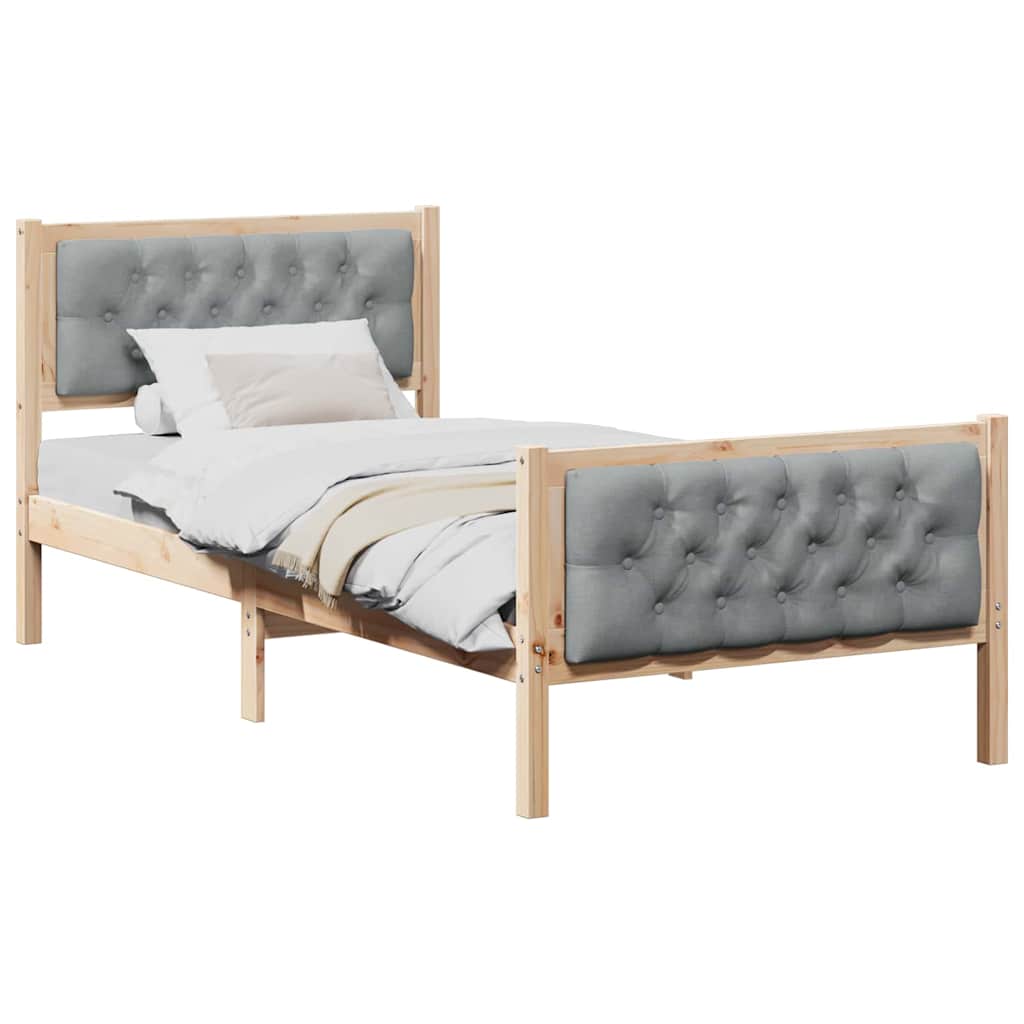 Bedframe Lichtgrijs 90 x 190 cm Massief grenenhout is nu te koop bij PeponiXL, paradijselijk wonen!
