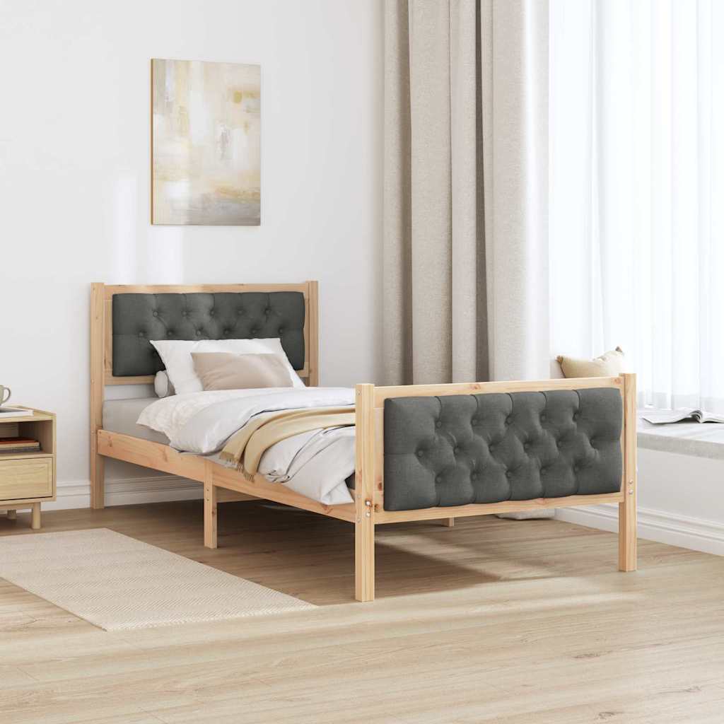 Bedframe Donkergrijs 90 x 190 cm Massief grenenhout is nu te koop bij PeponiXL, paradijselijk wonen!