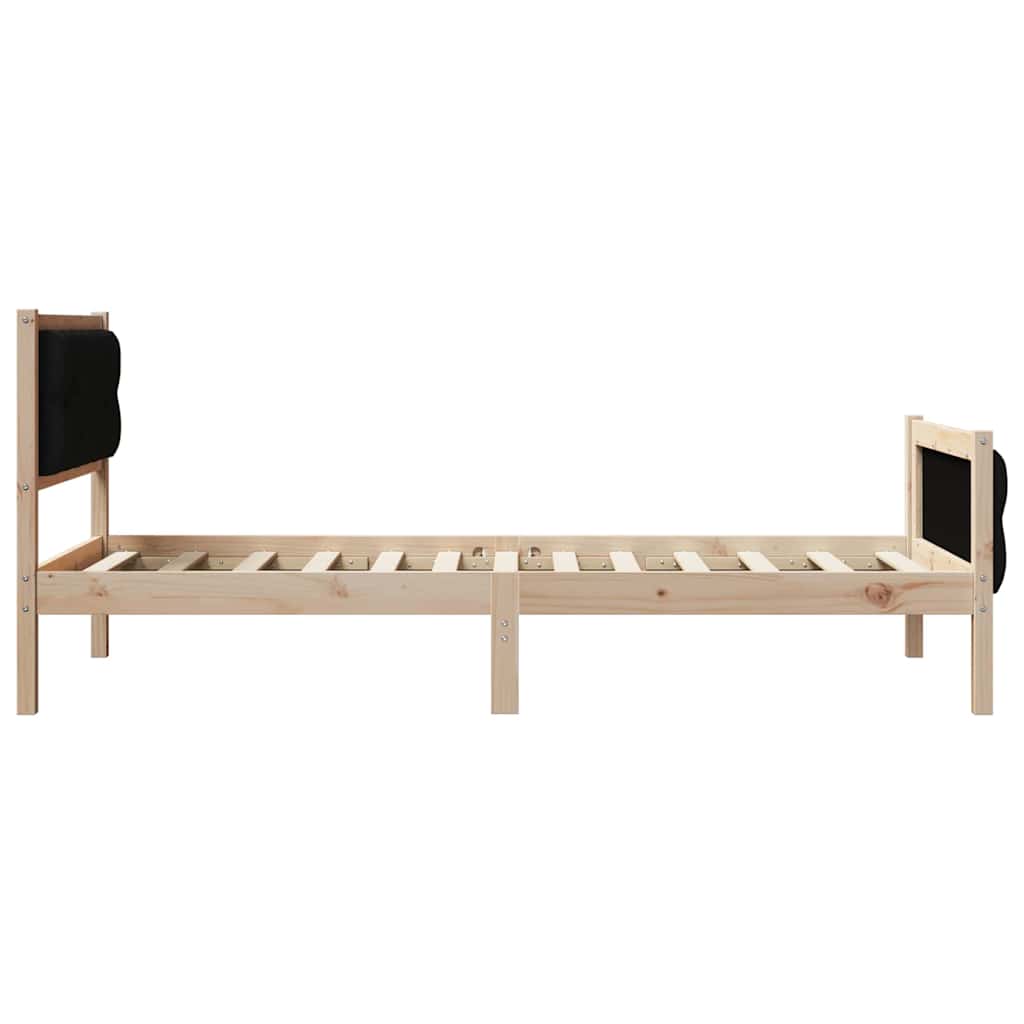 Bedframe met hoofdeinde Zwart 90 x 190 cm Massief grenenhout is nu te koop bij PeponiXL, paradijselijk wonen!