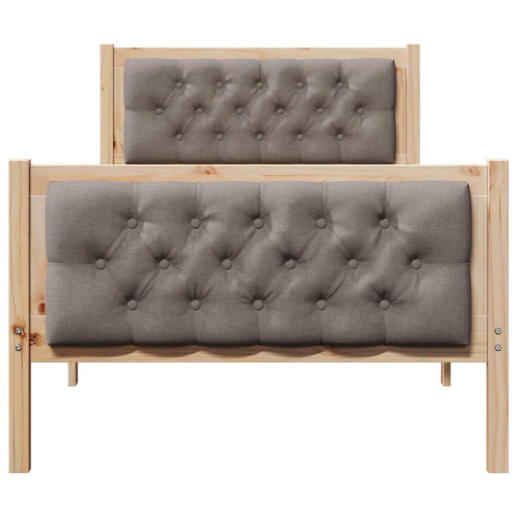 Bedframe met hoofdeinde Taupe 90 x 190 cm Massief grenenhout is nu te koop bij PeponiXL, paradijselijk wonen!