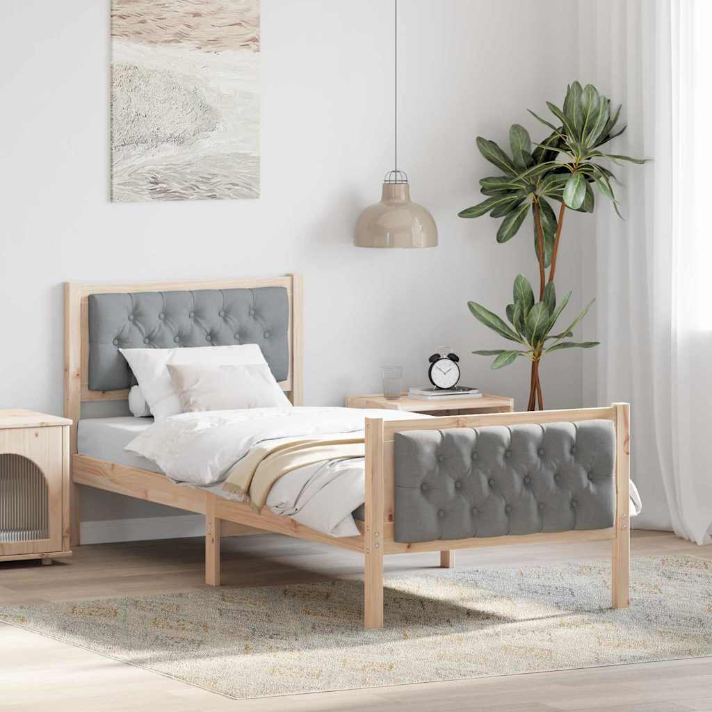 Bedframe Lichtgrijs 75 x 190 cm Massief grenenhout is nu te koop bij PeponiXL, paradijselijk wonen!