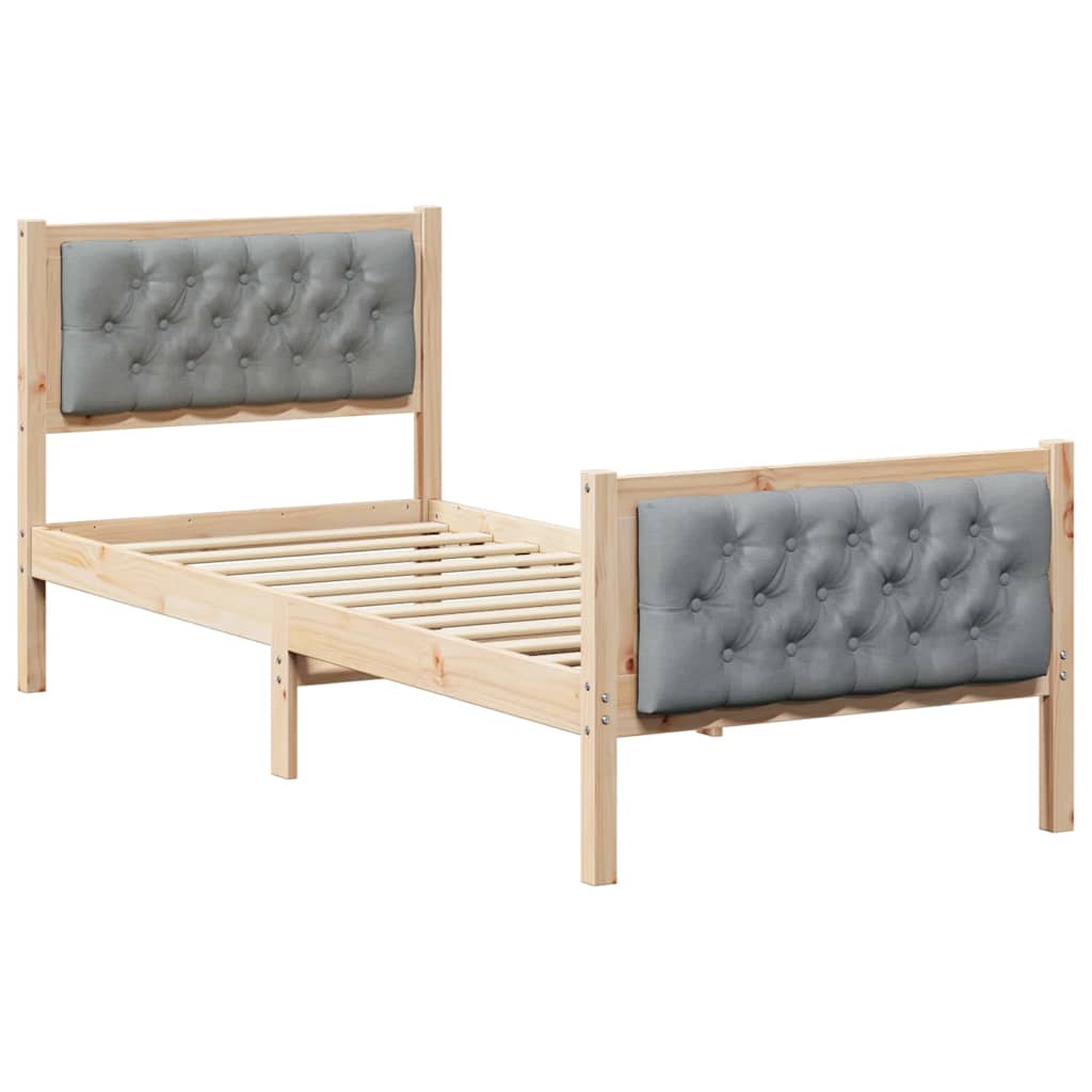 Bedframe Lichtgrijs 75 x 190 cm Massief grenenhout is nu te koop bij PeponiXL, paradijselijk wonen!