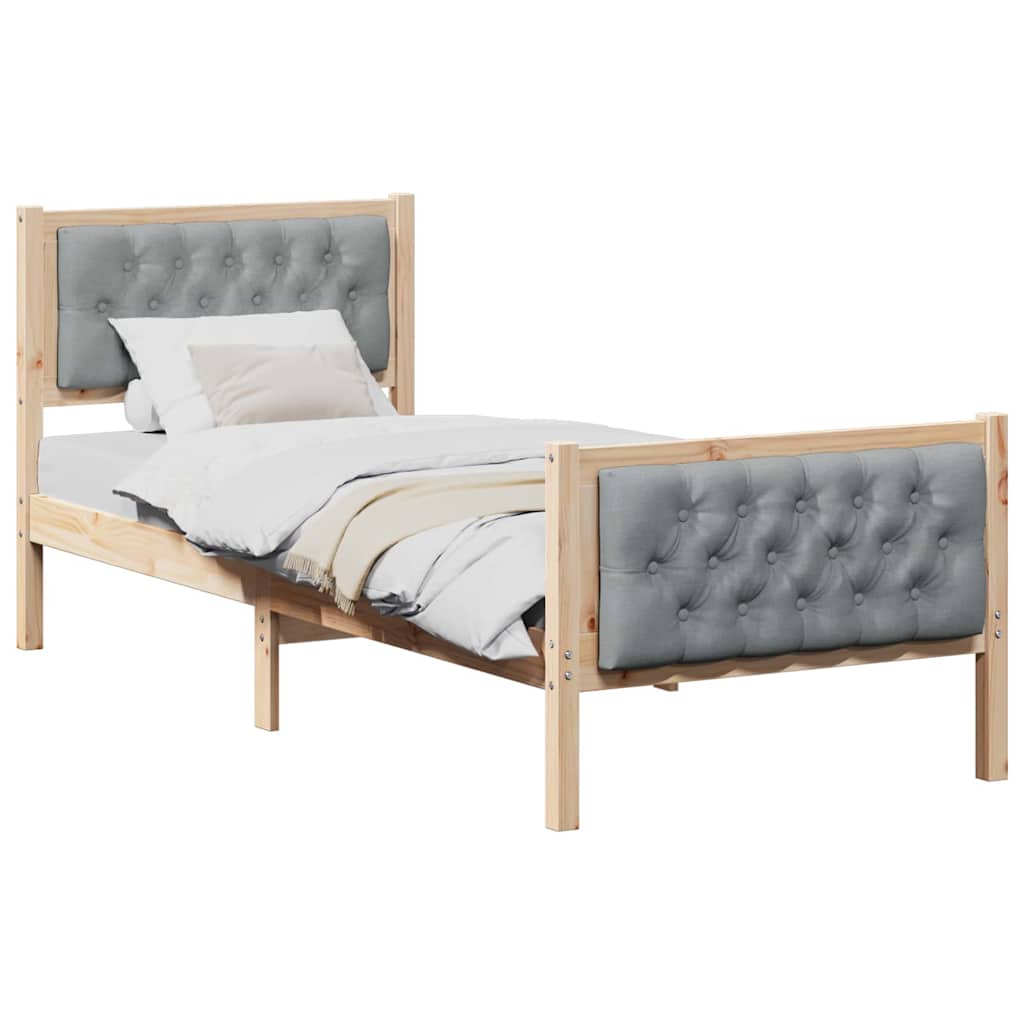 Bedframe Lichtgrijs 75 x 190 cm Massief grenenhout is nu te koop bij PeponiXL, paradijselijk wonen!
