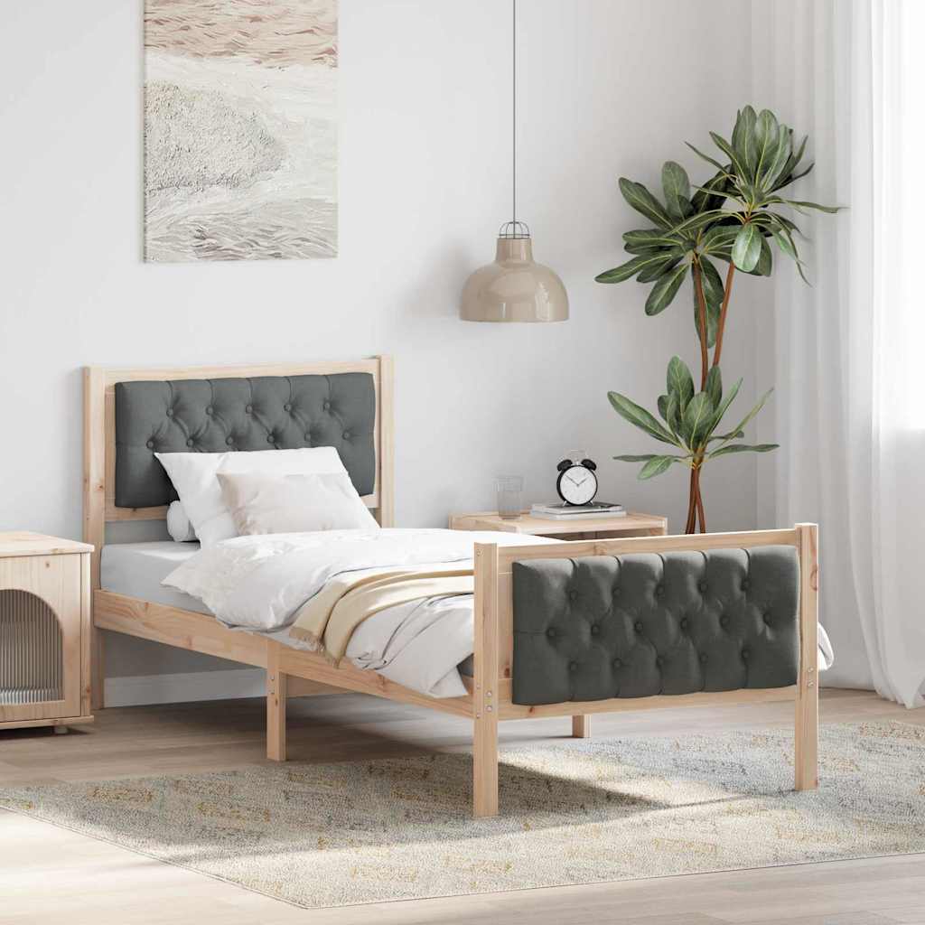 Bedframe Donkergrijs 75 x 190 cm Massief grenenhout is nu te koop bij PeponiXL, paradijselijk wonen!