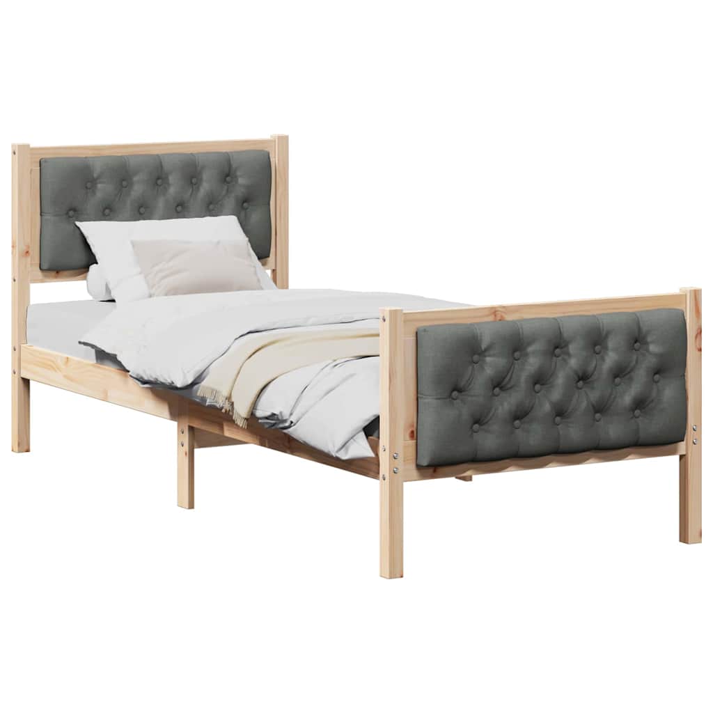 Bedframe Donkergrijs 75 x 190 cm Massief grenenhout is nu te koop bij PeponiXL, paradijselijk wonen!