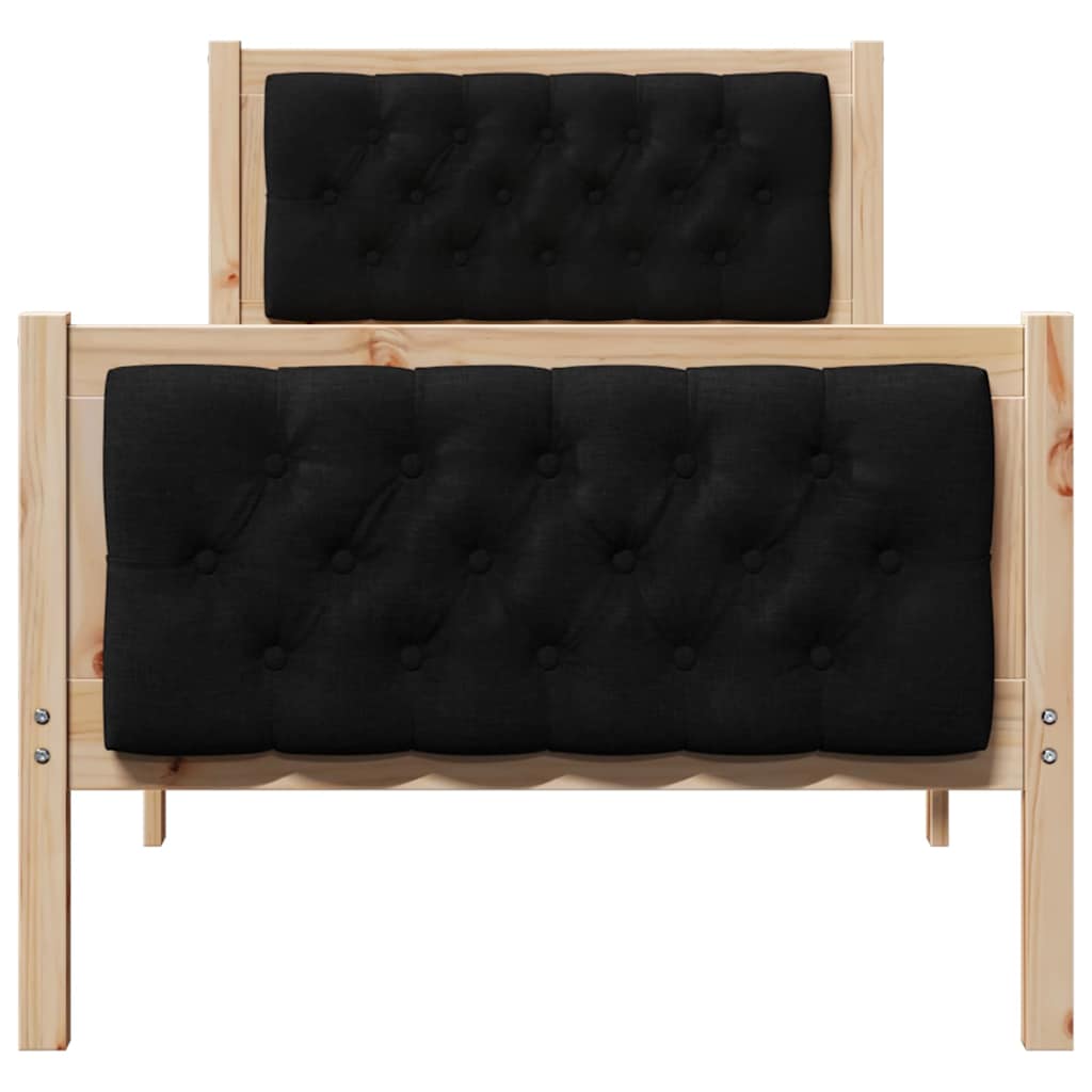 Bedframe met hoofdeinde Zwart 75 x 190 cm Massief grenenhout is nu te koop bij PeponiXL, paradijselijk wonen!