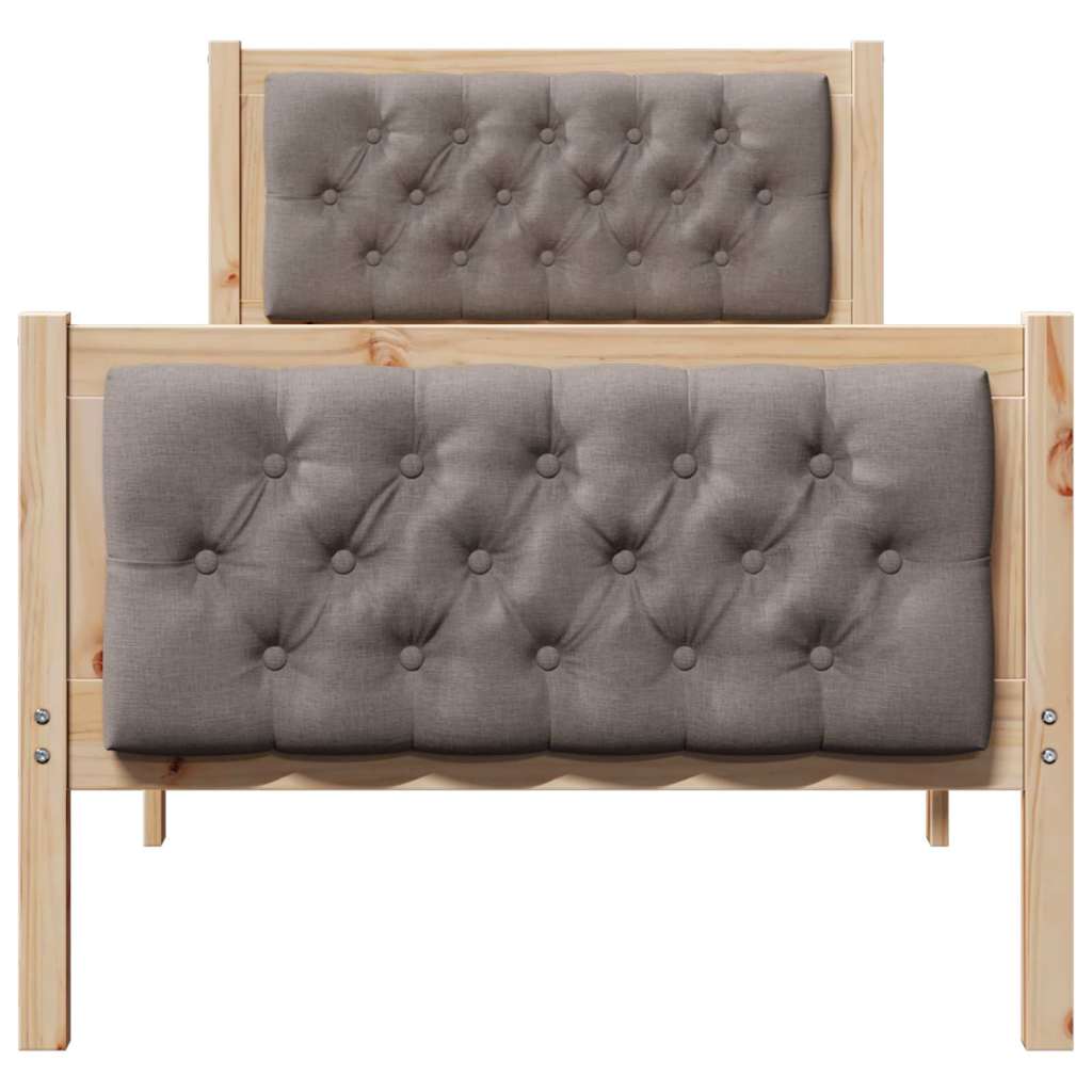 Bedframe met hoofdeinde Taupe 75 x 190 cm Massief grenenhout is nu te koop bij PeponiXL, paradijselijk wonen!