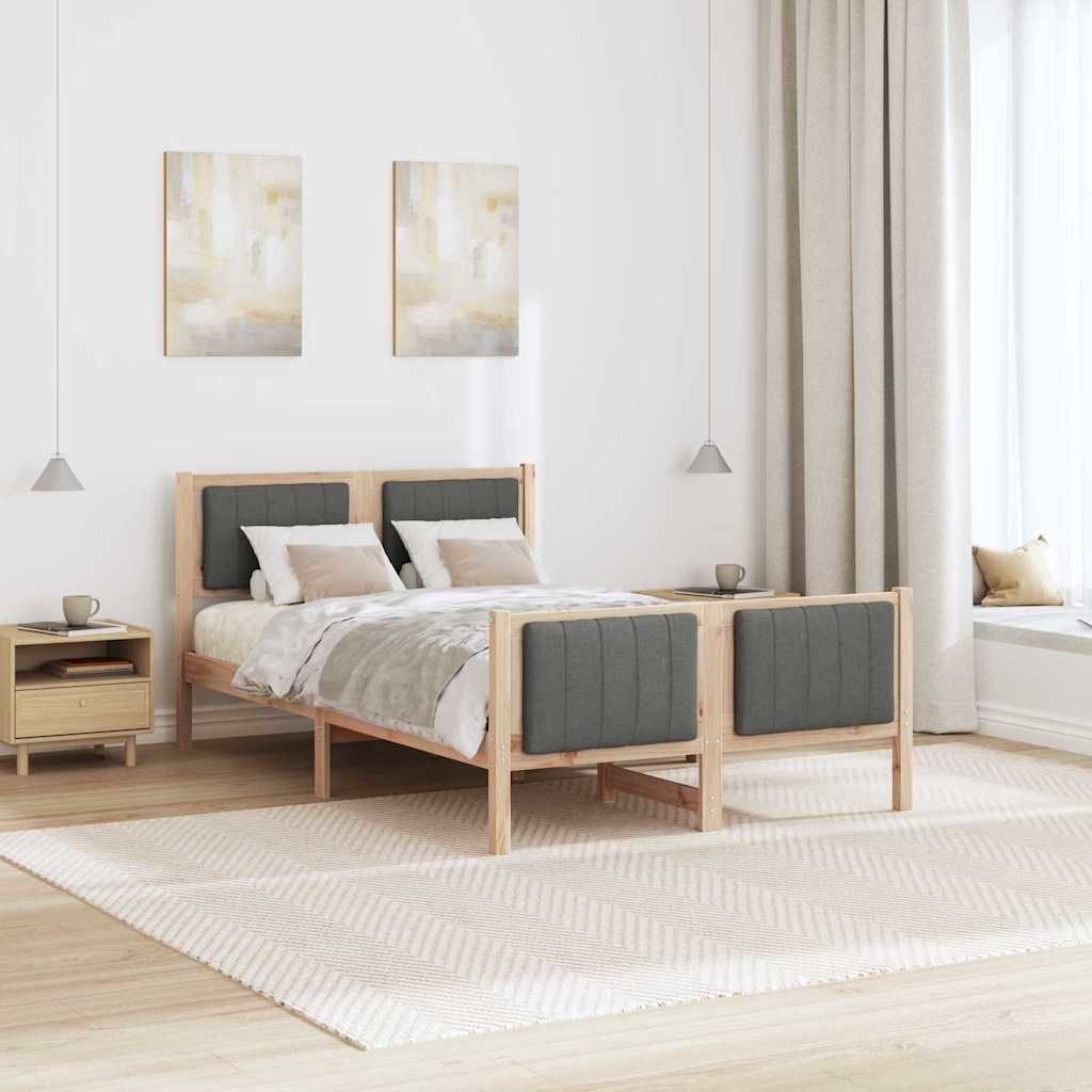 Bedframe Bruin en donkergrijs 120 x 200 cm Massief grenenhout is nu te koop bij PeponiXL, paradijselijk wonen!