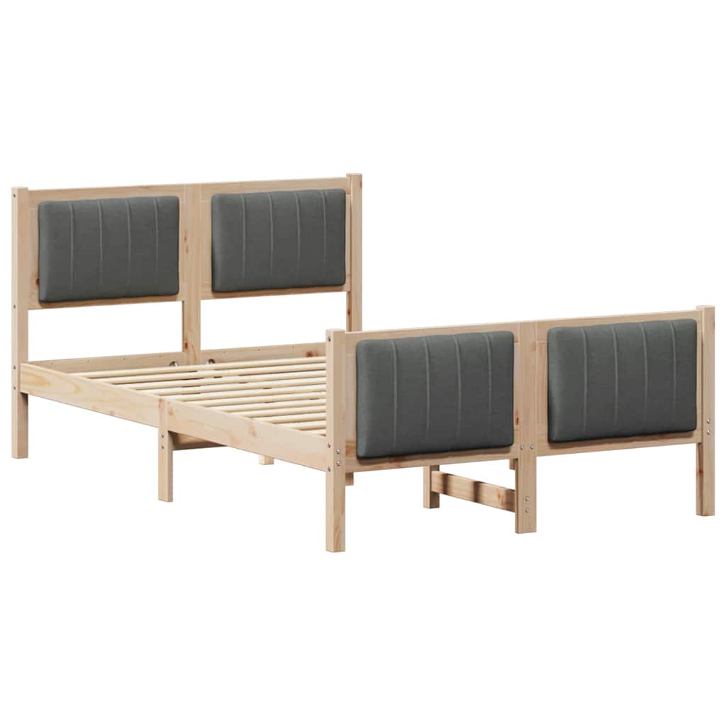 Bedframe Bruin en donkergrijs 120 x 200 cm Massief grenenhout is nu te koop bij PeponiXL, paradijselijk wonen!
