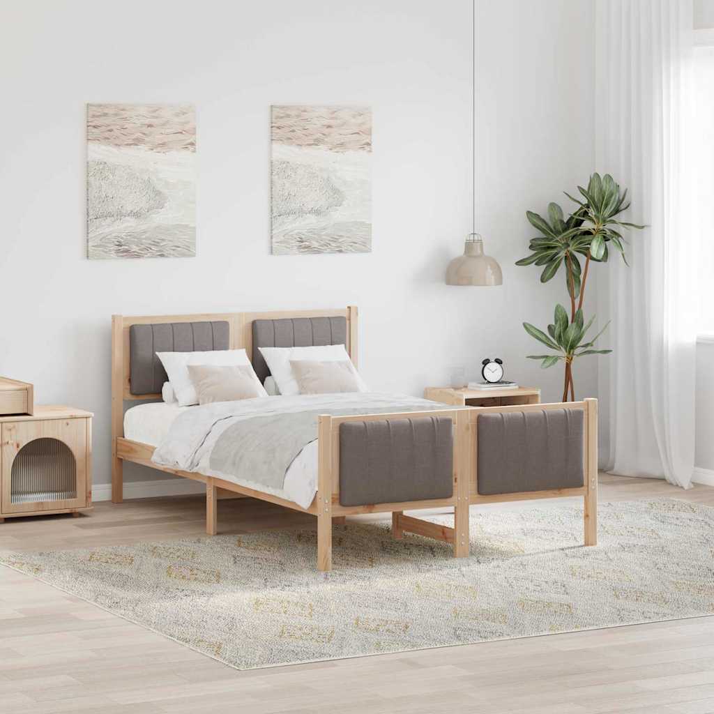 Bedframe Bruin en taupe 120 x 200 cm Massief grenenhout is nu te koop bij PeponiXL, paradijselijk wonen!