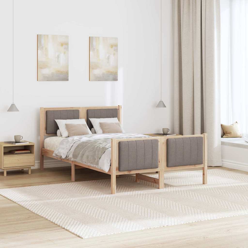 Bedframe Bruin en taupe 120 x 200 cm Massief grenenhout is nu te koop bij PeponiXL, paradijselijk wonen!