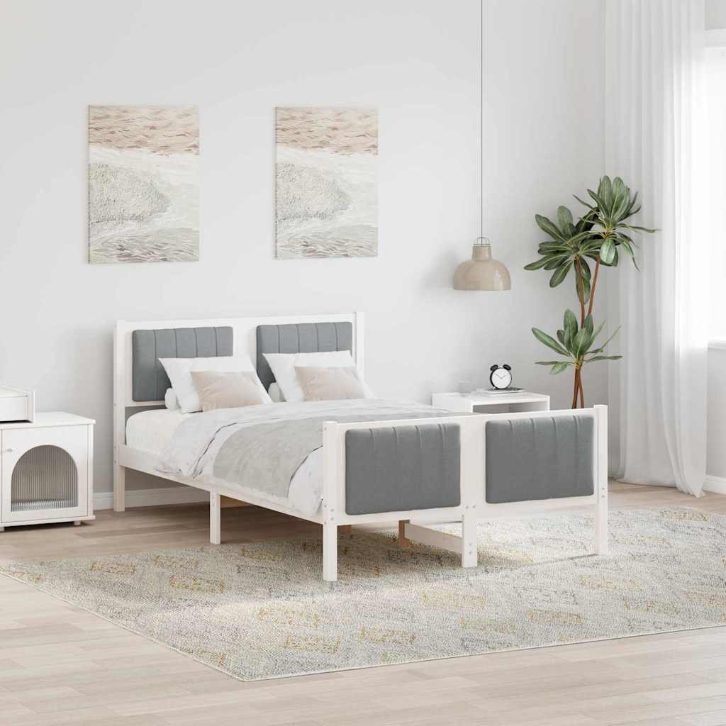 Bedframe Wit en lichtgrijs 120 x 200 cm Massief grenenhout is nu te koop bij PeponiXL, paradijselijk wonen!