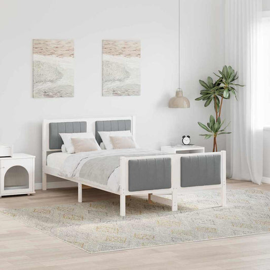 Bedframe Wit en lichtgrijs 120 x 200 cm Massief grenenhout is nu te koop bij PeponiXL, paradijselijk wonen!