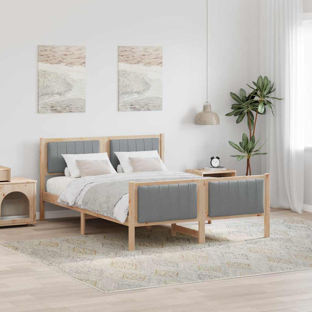 Bedframe Bruin en lichtgrijs 135 x 190 cm Massief grenenhout is nu te koop bij PeponiXL, paradijselijk wonen!