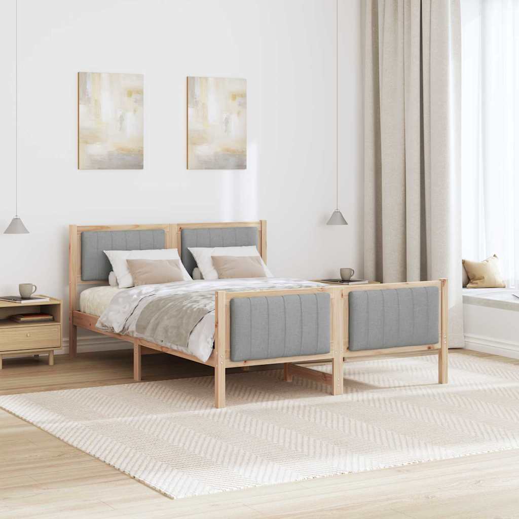 Bedframe Bruin en lichtgrijs 135 x 190 cm Massief grenenhout is nu te koop bij PeponiXL, paradijselijk wonen!