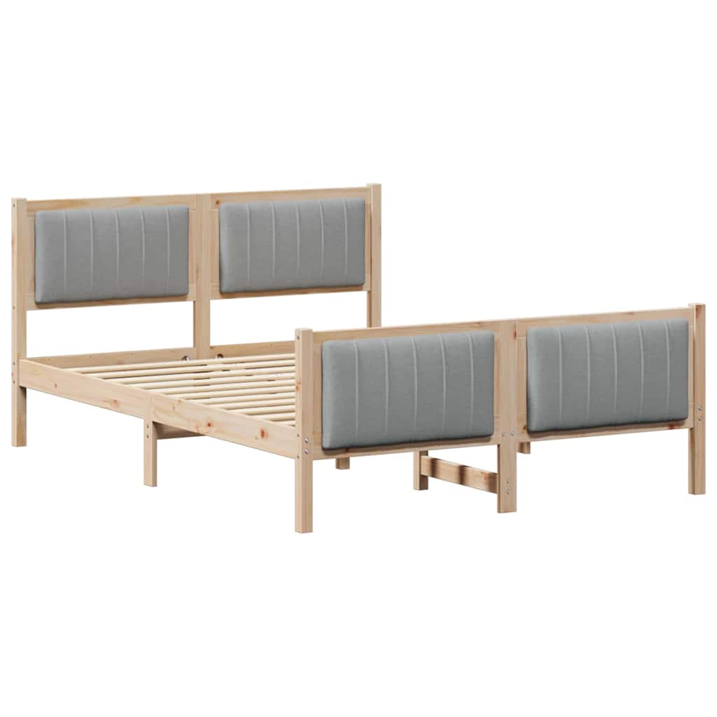 Bedframe Bruin en lichtgrijs 135 x 190 cm Massief grenenhout is nu te koop bij PeponiXL, paradijselijk wonen!