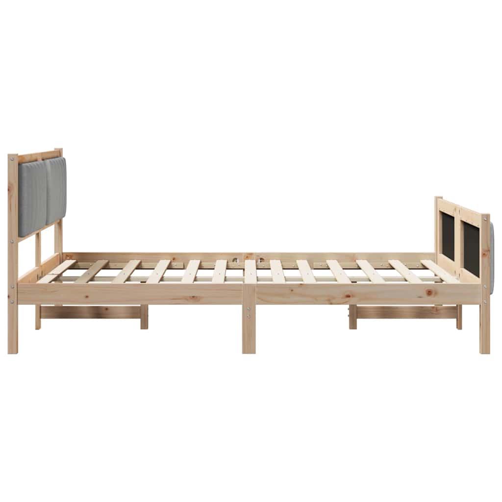 Bedframe Bruin en lichtgrijs 135 x 190 cm Massief grenenhout is nu te koop bij PeponiXL, paradijselijk wonen!