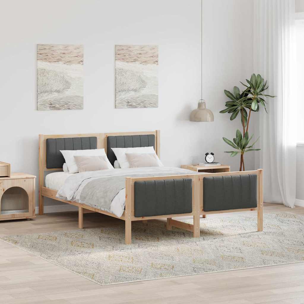 Bedframe Bruin en donkergrijs 135 x 190 cm Massief grenenhout is nu te koop bij PeponiXL, paradijselijk wonen!