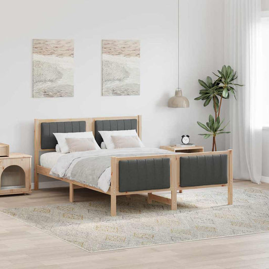 Bedframe Bruin en donkergrijs 135 x 190 cm Massief grenenhout is nu te koop bij PeponiXL, paradijselijk wonen!