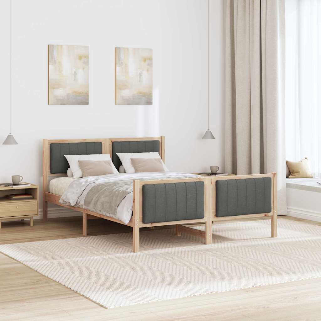 Bedframe Bruin en donkergrijs 135 x 190 cm Massief grenenhout is nu te koop bij PeponiXL, paradijselijk wonen!