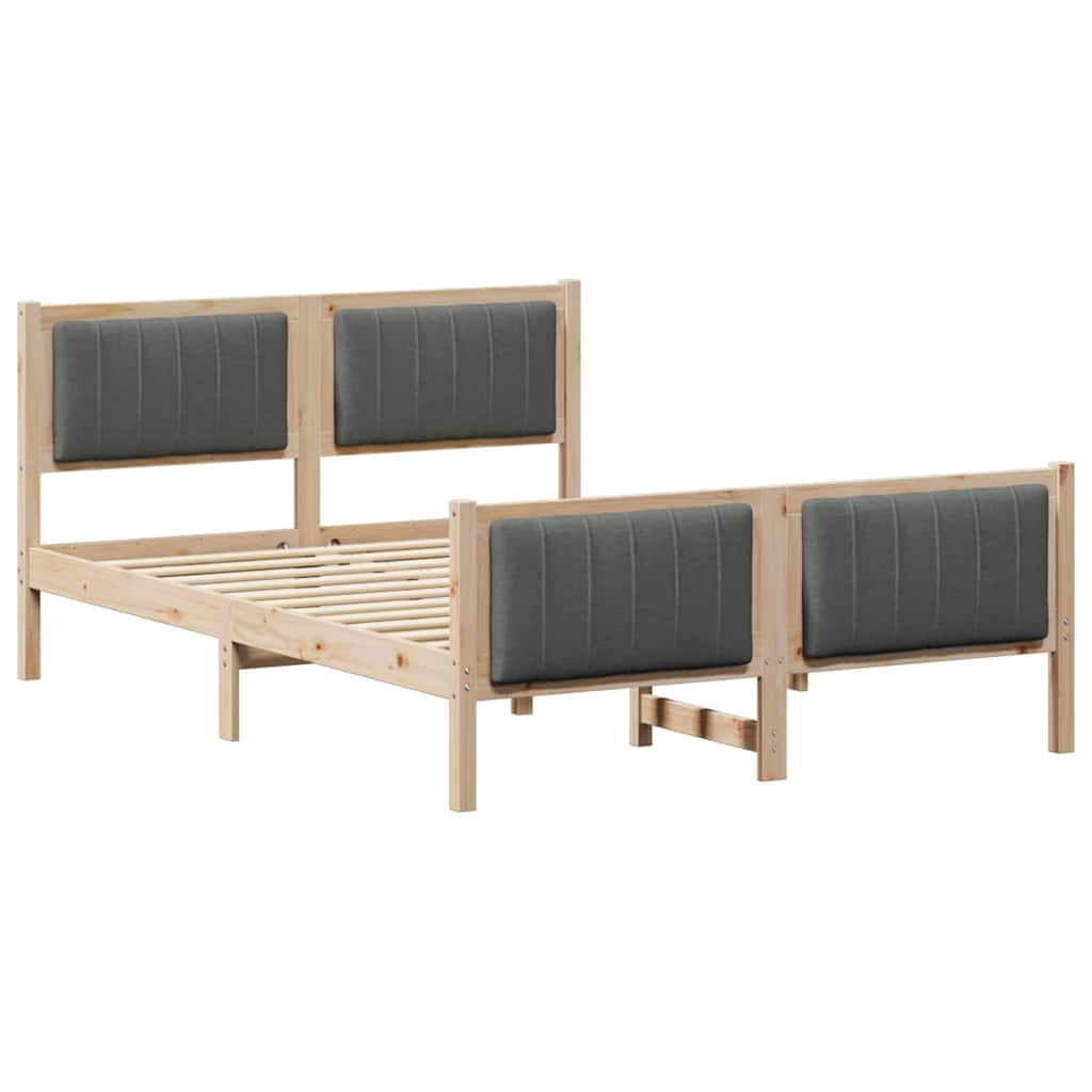 Bedframe Bruin en donkergrijs 135 x 190 cm Massief grenenhout is nu te koop bij PeponiXL, paradijselijk wonen!