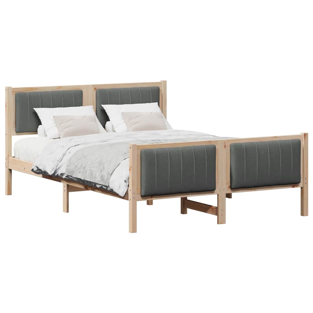 Bedframe Bruin en donkergrijs 135 x 190 cm Massief grenenhout is nu te koop bij PeponiXL, paradijselijk wonen!