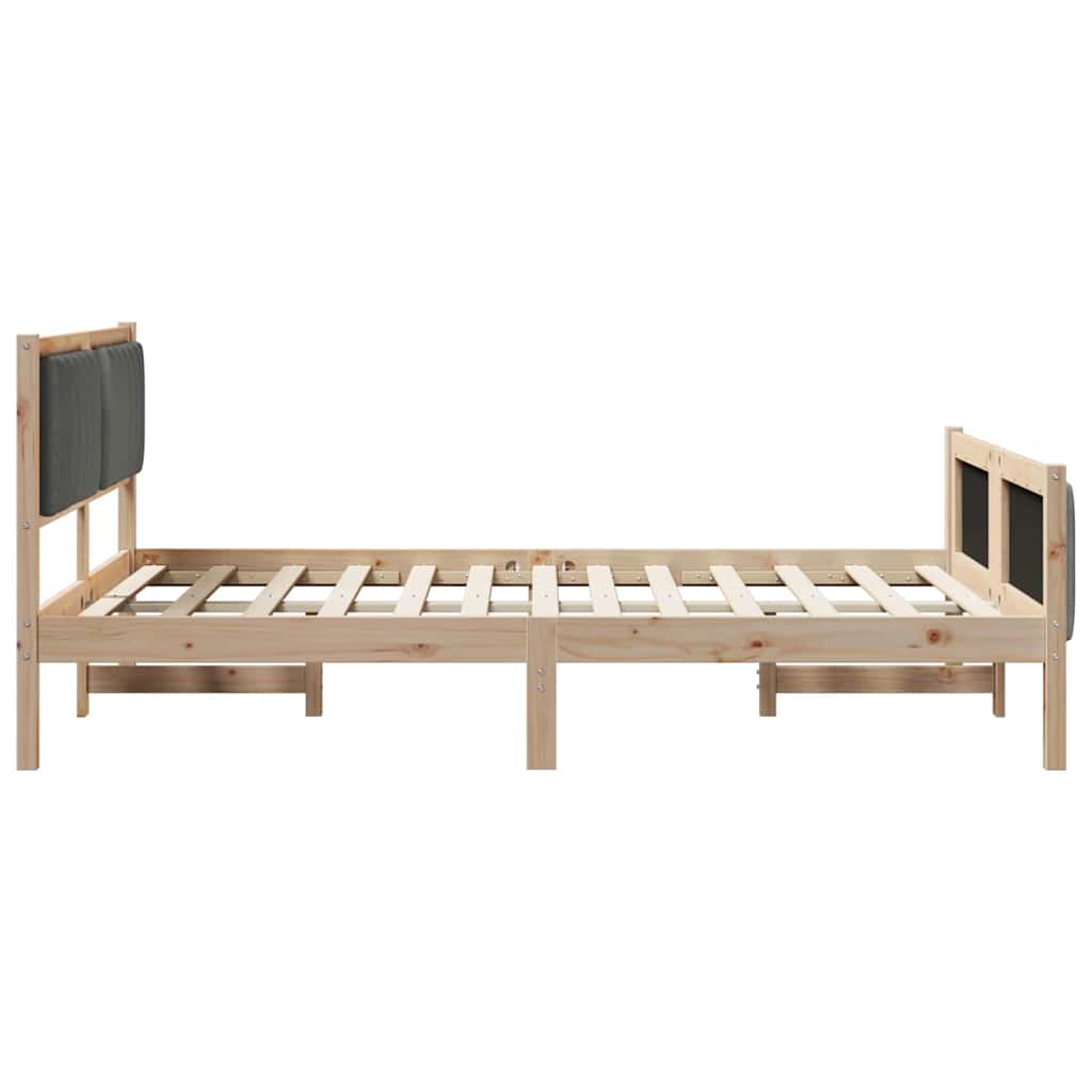 Bedframe Bruin en donkergrijs 135 x 190 cm Massief grenenhout is nu te koop bij PeponiXL, paradijselijk wonen!